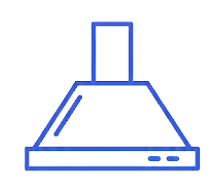 Icono de una campana con un extractor color azul